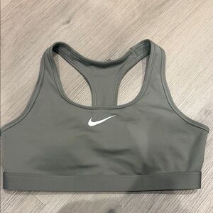 Nike Olive Green Racerback Sports Bra with White Swoosh